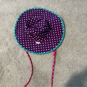 Rufflebutts reversible sun hat 12 month- 2T month polka dot pink purple